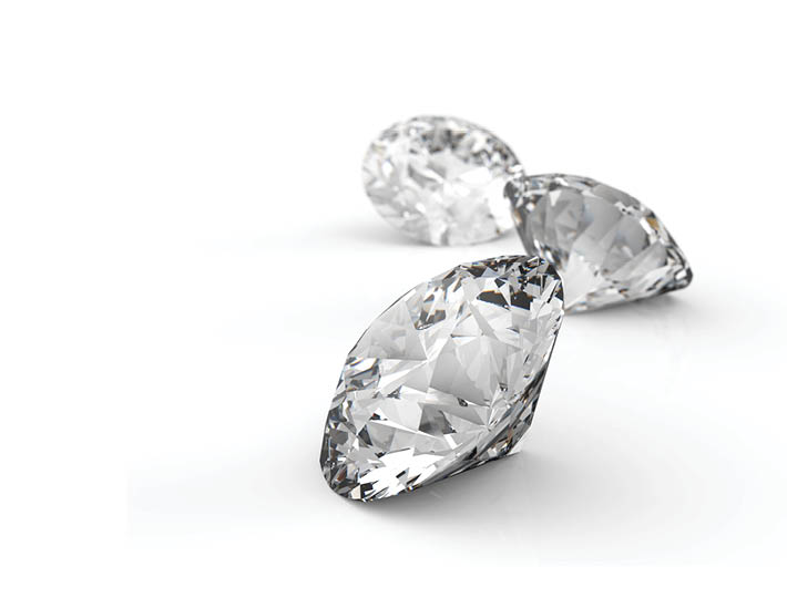 Diamonds isolated on white 3d model